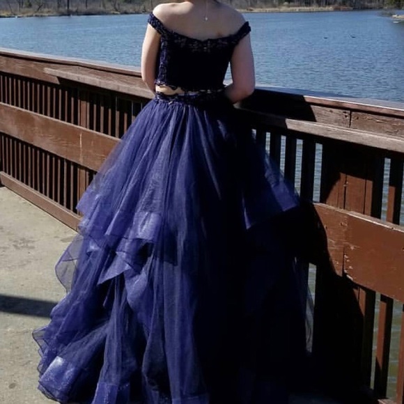 Two piece blue/purple prom dress - Picture 1 of 7